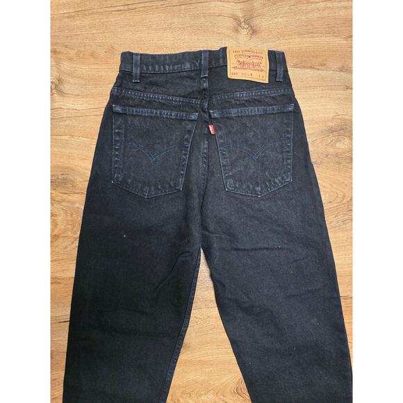 Vintage Levi's 501 Womens Jeans 9 Short Black Dark Wash Relax Fit Tapered Leg - Picture 6 of 13